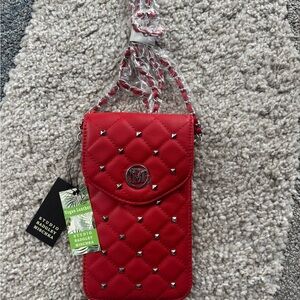 Red Quilted Crossbody Bag by Studio Badgley Mischka Vegan Leather NEW